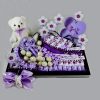teddy bear and flower purple baby shower